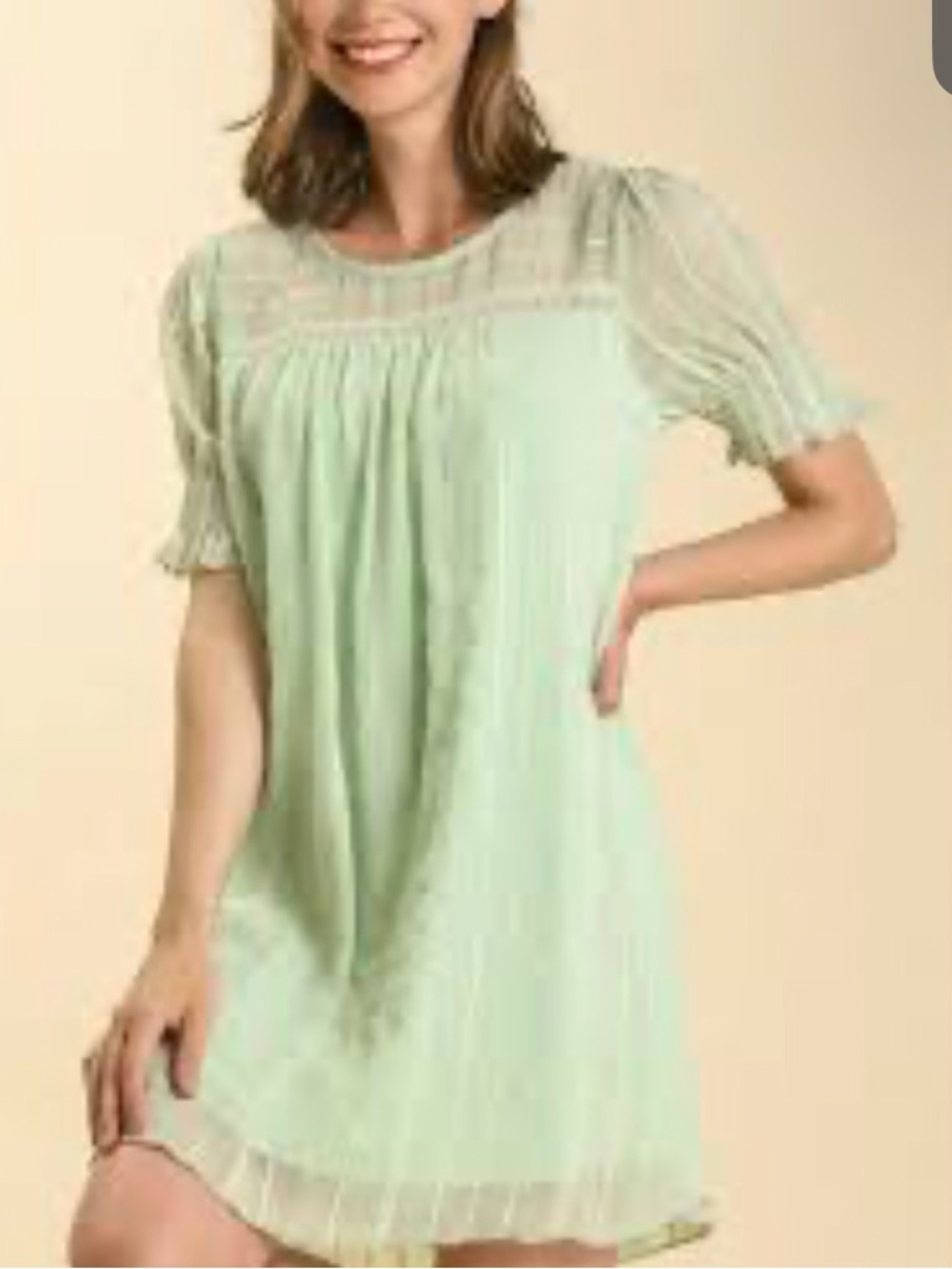 Brand New! Mint green UMGEE double layered embroidered dress .